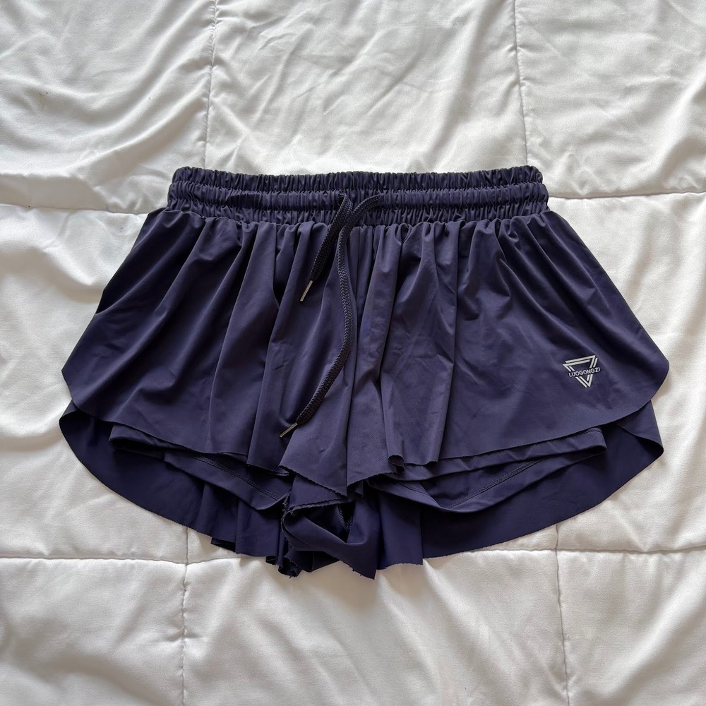 Luogongzi Navy Blue 2-in-1 Flowy Athletic Butterfly Shorts Womens Medium Active